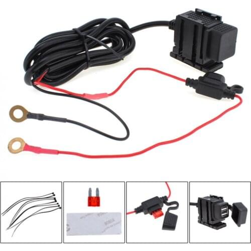 Dual USB Port 12V Waterproof Motorcycle Handlebar Motorbike Power Charger Adapter Power Supply Port Socket for Phone / GPS / MP4
