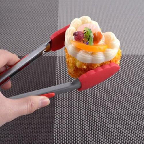 7 Inch Kitchen Cooking Salad Serving BBQ Tongs Heat Resistant Meat Food Clamp Holder Tongs Stainless Steel Handle Utensil