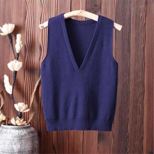 Woman Jacket Vest Spring and Autumn V-neck Sleeveless Wool Knitted Womens Sweater Vest Short Loose Chaleco Mujer
