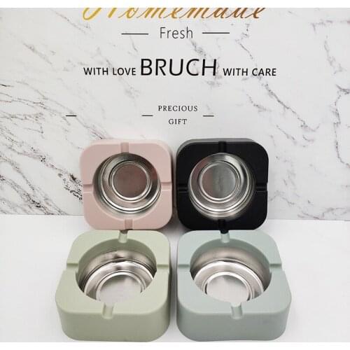 Tinplate Ashtray Home Personality Office Living Room Bedroom 4 Color Tobacco Square Ashtray Holder Portable Gadgets Accessories