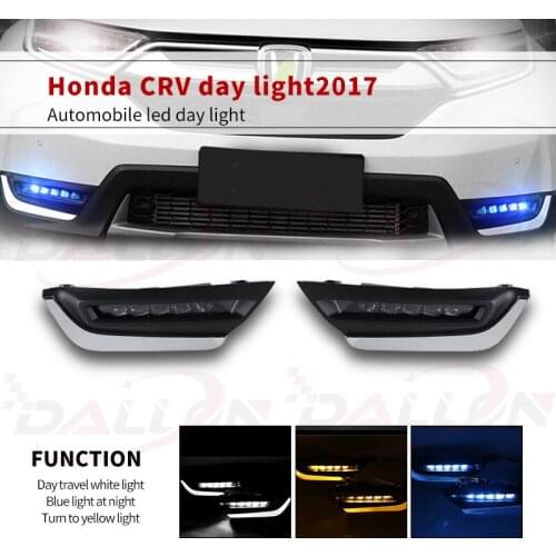 1Pair For Honda CRV CR-V 2017 2018 2019 12v LED DRL Daytime Running Lights With Turn Yellow Signal Fog Light Cover