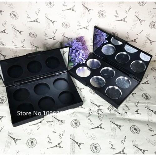 10PCS Matte Black Cosmetic Powder Case with Aluminum Palette Pans Mirror Empty Compact Containers for Eyeshdow Blush Lip Rouge