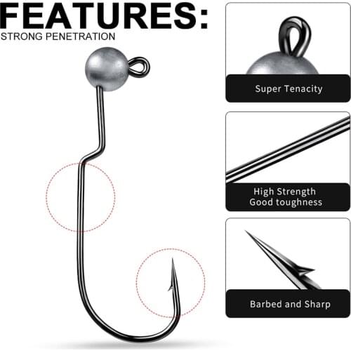 PROBEROS 100pcs NED Worm Rig Hooks 1g-1.8g-2.5g-3.5g Fishhooks for Bass Zander Crappie Wobbler Soft Bait Jig Head LureHooks