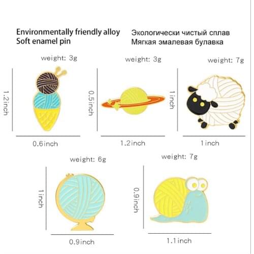 New 20Pcs Globe Planet Snail Sheep Alloy Brooch Badge Lapel Pin Action Figure Toy