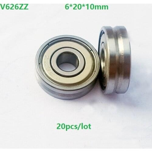 20pcs/lolt V626ZZ V62010 6x20x10mm V groove ball bearing guide track roller wheel bearing pulley bearing 6*20*10mm