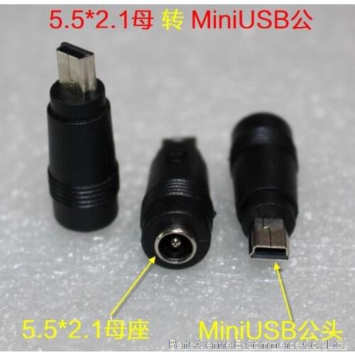 20pcs New DC Power Adapter 5.5 *2.1 Female to Mini USB Male Adapter 5.5*2.1MM 5.5MM TO Mini USB 5P