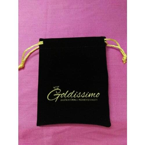 200pcs black velvet drawstring bags custom 8*10cm jewelry bags wholesale for jewelry with gold color printing and free shipping