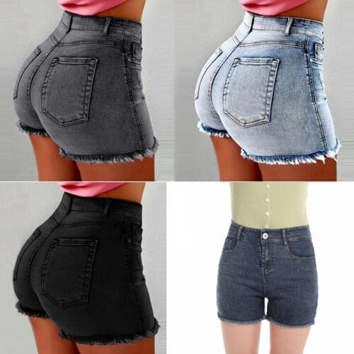 S-5XL Oversize 2021 Fashion Summer Lady Clothing Denim Shorts Womens Fringe Frayed Ripped Jeans Hot Shorts With Pockets