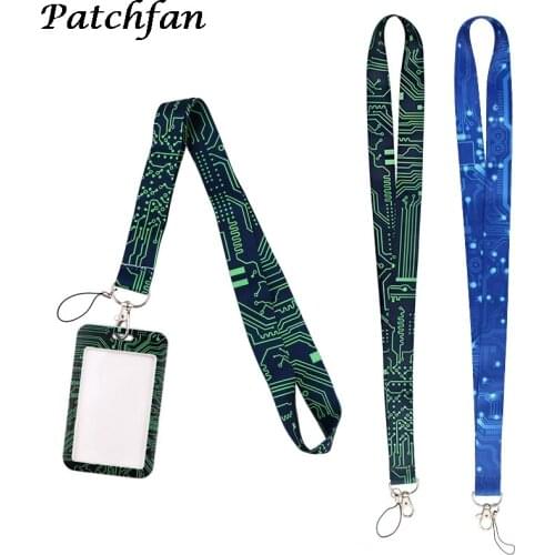 AD547 Patchfan Cartoon Technology Lanyard Keychain key Badge Mobile Phone Rope Lanyard With Card Holder Cover