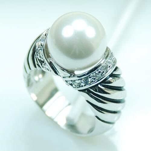 White Pearl Fashion Women 925 Sterling Silver Ring F709 Size 6 7 8 9 10
