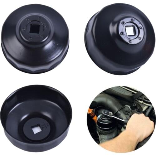 Black Steel 76mm 14 Flutes Car Oil Filter Cap Type Wrench with 3/8" Drive Socket