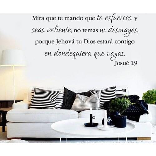 Quotes Wall Decal Be Strong and Courageous Spanish Vinyl Wall Stickers Church Bible Verse Living Room Bedroom Home Decor S647