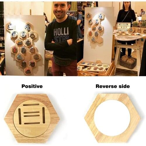 Wooden Hexagon Storage Shelf Homes Decorative Tool Racks Medal Album Coin Cases for Households Bedroom Decoration