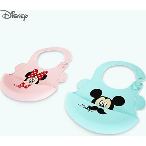 Disney Baby Stuff Silicone Adjustable Baby Bibs Cartoon waterproof baby bibs Baby girl and boy feeding Saliva Dripping Bibs