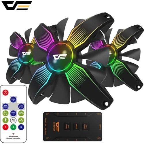 DarkFlash 120mm RGB Fan 3in1 Aura Sync Computer PC Case Fan Speed Controllable Quiet IR Remote Computer CPU Cooler Cooling