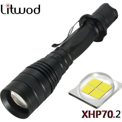 Litwod Z20 Original CREE XLamp XHP70.2 32w 3200lm powerful Tactical LED flashlight torch zoom lens XHP50 Lantern 18650 Battery