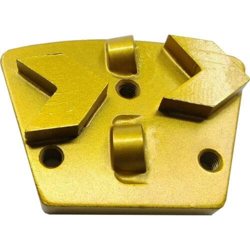 KT15 Metal Bond Diamond Grinding Shoes PCD Grinding Pads with Two Half PCD Arrow Segments Epoxy Concrete Coating Removing 12PCS