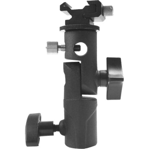 Photography Metal E Holder Tripod Stand w Cold Shoe Screw Adapter Bracket w/ Umbrella Hole for Flash Speedlite Video Studio