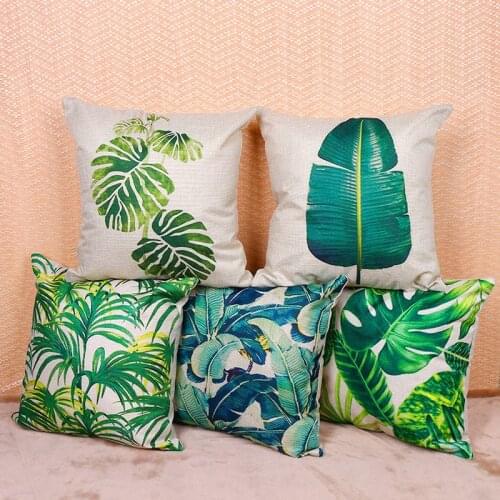 Fashionable Home Furnishing Tropical Plant Pillow Case Linen Printing Smooth Home Decor Decorative Pillows 45*45cm