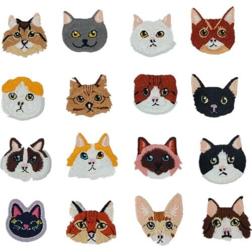 Cartoon Iron on Lovely Animals Cat Embroidered Cloth Patch for Girls Boys Clothes Stickers Apparel Garment Accessories