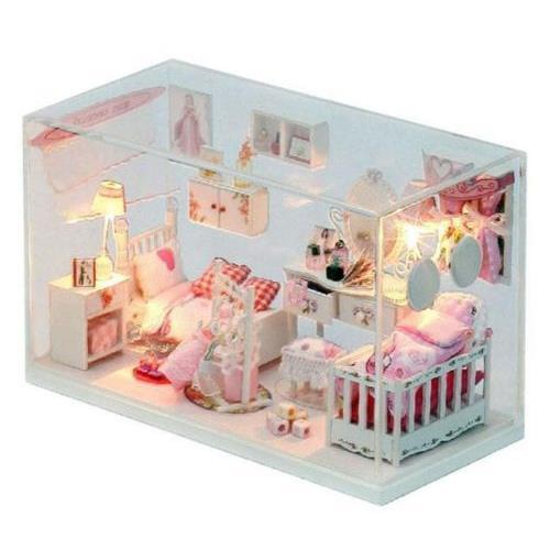 New Fashionl Girls White Miniature Diy Dollhouse Dream Princess Room Doll House For Girl Orom Decoration Toy