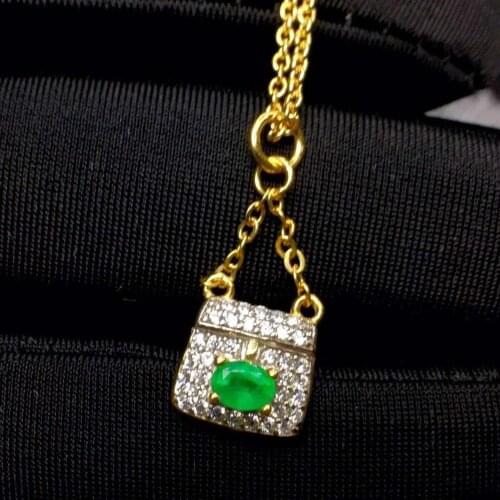 Natural And Real Emerald necklace pendant Free shipping 925 sterling silver gemstone For men or women