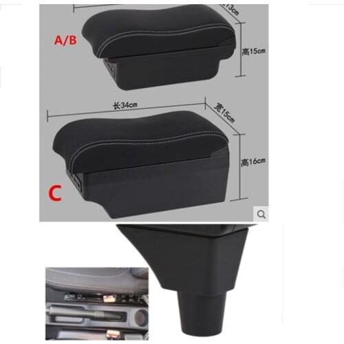 For Renault Sandero Stepway armrest box central Store content Storage box armrest box with cup holder ashtray USB interface