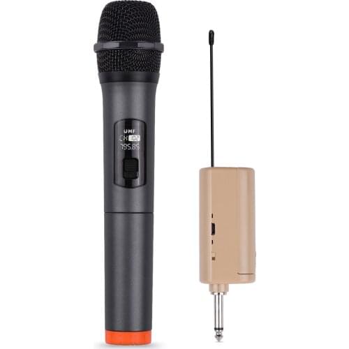 Handheld Wireless Microphone UHF Dynamic Mic with Portable Mini Receiver 6.35mm Plug Compatible