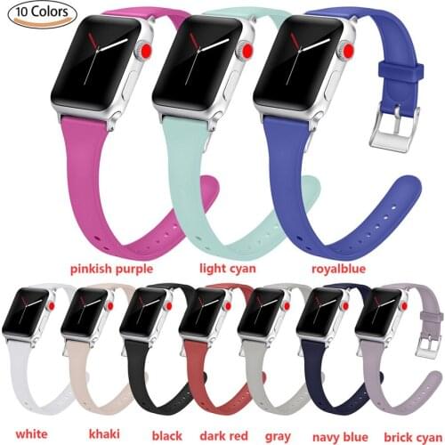 Apple Watch Strap 38 40 44 42mm Strap Solid Color Silicon T Shape Watchband for iWatch Series 4 3 2 1