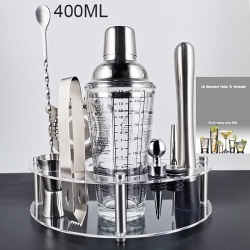 Martini Drink Boston Stainless Steel Shaker Home Bar Tools 800/750/600/450ml Cocktail Shaker Set Bartender Kit Stand