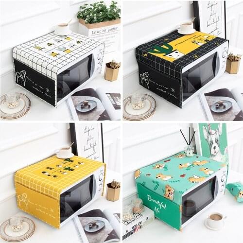 Nordic style Cotton and hemp yellow lattic Microwave oven dust cover Cobertura para beterraba Cubierta de polvo para horno