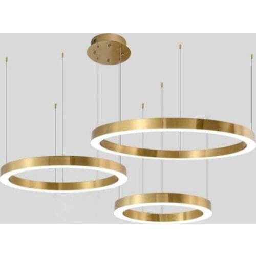 Modern DIY gold ring chandelier hanging lights for living room shop market decoration LED lighting dimmable 110v 220v