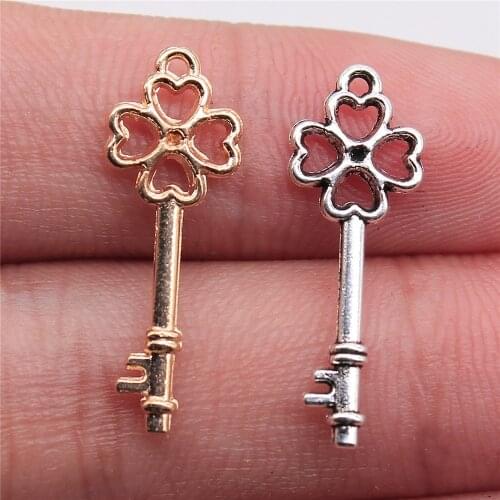 Tristana 40pcs 25x9mm Small Key Charms Key Charms Findings Vintage DIY Accessories For Jewelry Making