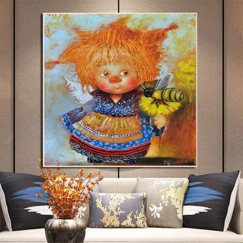 Angel Bee Flower Printed 11CT Cross Stitch DIY Embroidery Full Kit DMC Threads Craft Needlework Hobby Sewing Mulina Home Magic
