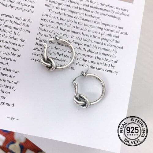 Earrings Hemp Wreath 925 Sterling Silver For Women Circle High Quality Cute Korea Fashion Male Female Couple Gift Jewelry INEFFA