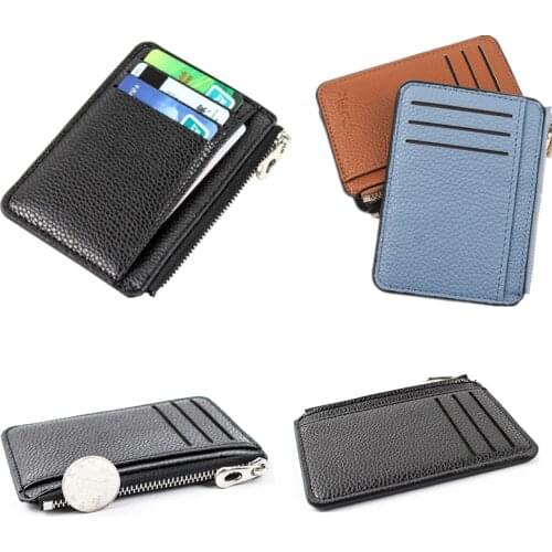 1pcs Slim Women Card Holder PU Leather Unisex Zipper Business Card Case Men Credit Mini Cards Pocket Holder Wallet Unisex