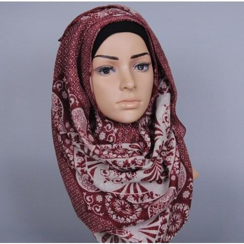 12 pieces/lot) High quality viscose women printed cotton hijab headband muslim scarves/scarf GBS359