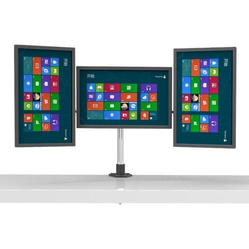 17-24" Triple Screen LCD Monitor holder TV Mount Desktop Clamping and Grommet Mount Stand