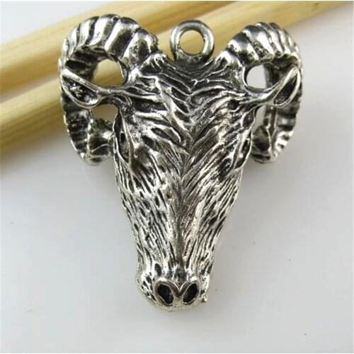 2pcs Charms Sheep Goat Head 32*30mm Antique Making Pendant fit Vintage Tibetan Silver DIY Handmade Bracelet Necklace 10601