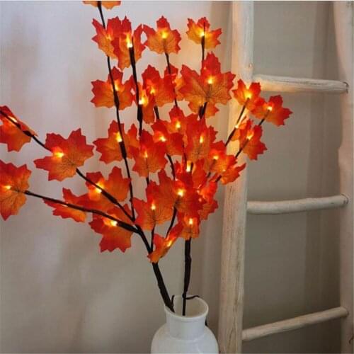 20 LED Simulation Maple Leaf Branch Light LED Willow Branch Lights Lamp DIY Vase Filler Twig Lights New Year Christmas Gift