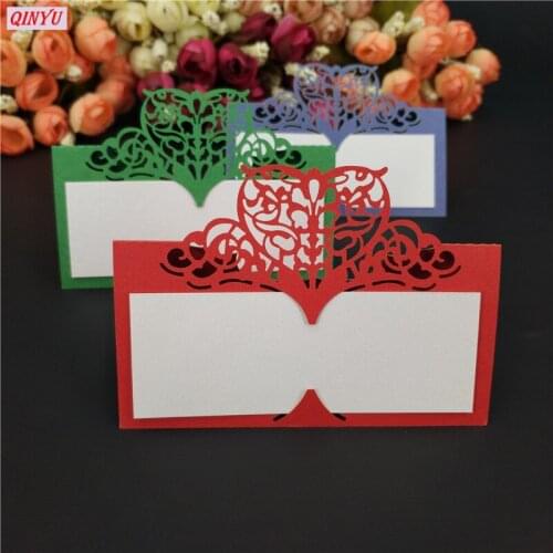 50pcs Laser Cut Heart Shape table cards Guest Party Name Table Place Cards Seat Decoration For Wedding Party Supplies 7Z