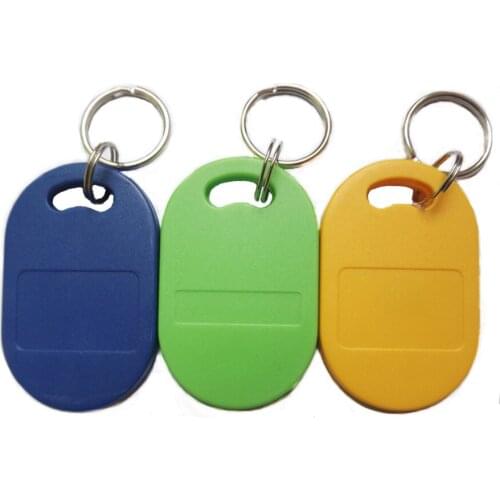 50pcs RFID Key Fobs 13.56MHz Proximity ABS Key IC Tags Token Ring NFC S50 1K Chip Blue Yellow Green