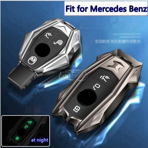 Car Zinc Alloy Key Protective Shell Case Holder Chain For Mercedes Benz E C Class W204 W212 W176 GLC CLA GLA Car Accessories