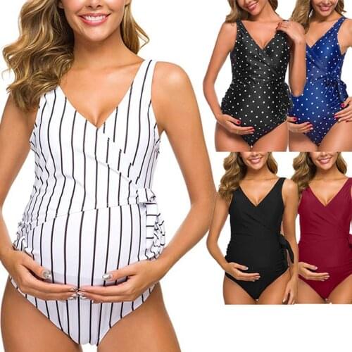 One Piece Pregnant Women Swimsuit Backless Maternity Swimwear Premama Sexy Bikini Pregnancy Hot Spring Dress Polyester Beachwear