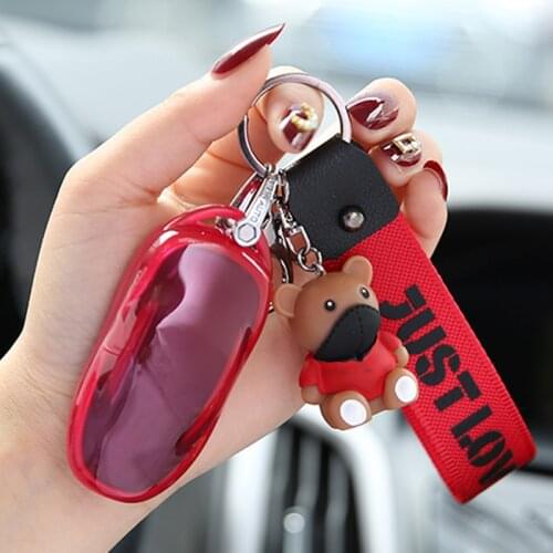 For Tesla Model 3 Key Case Cartoon Keychain Holder Car Key Fob Cover Protective Bag Silicone Shell Accessories