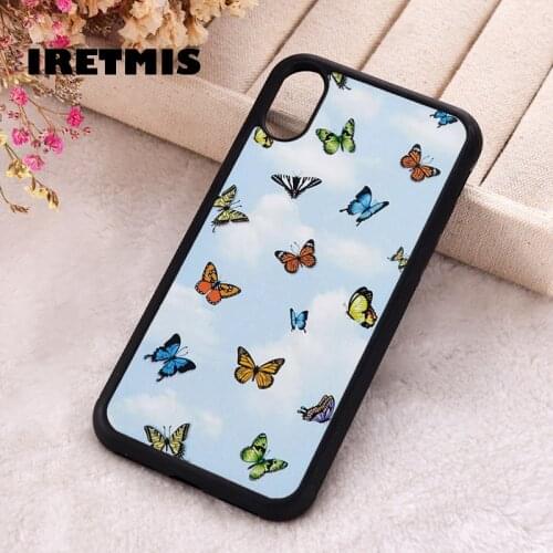 Iretmis 5 5S SE 2020 phone cover cases for iphone 6 6S 7 8 Plus X Xs Max XR 11 12 MINI Pro Soft Silicone Sky & Butterfly Pattern