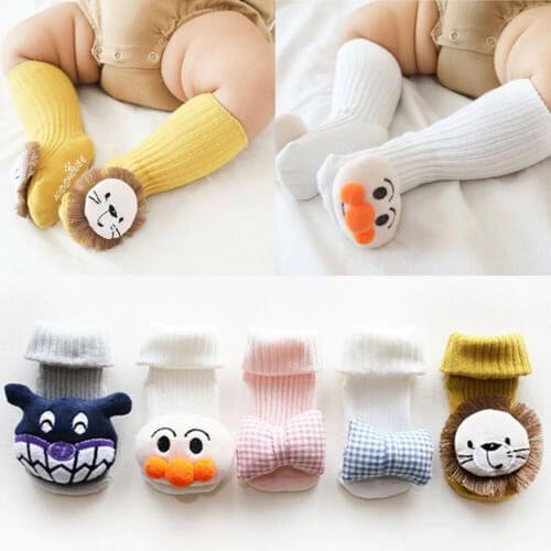 Newborn Babies Knee Length Stockings Cute Cartoon Animals Long Socks Anti-Slip Warm Breathable Cotton Stocking Leg Warmer