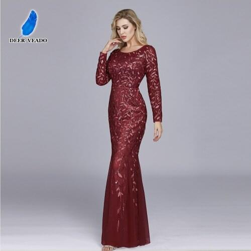 DEERVEADO Evening Dresses Long Embroidery Elegant Formal Dress EVening Party Dresses For Woman H103