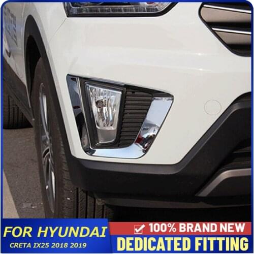 For Hyundai Creta IX25 ix25 2018 2019 Headlight Cover Frame ABS Chrome Front Fog Lamp Cover Stickers Car Styling