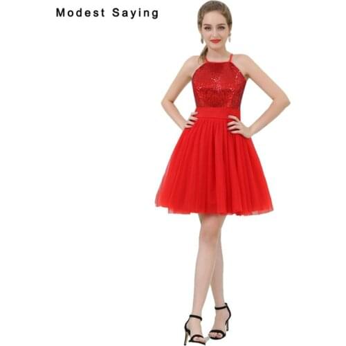 Elegant Red A-Line Short Sequined Homecoming Dresses 2017 New Fashion with Straps Formal Mini 8th grade Graduation Gowns B053